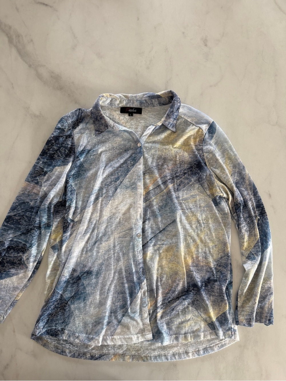 Pasha & Jo Blue and Yellow Button Down Shirt